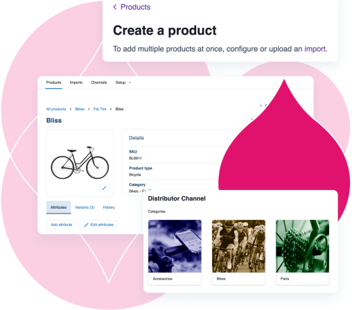 Product UI showing product creation and distribution
